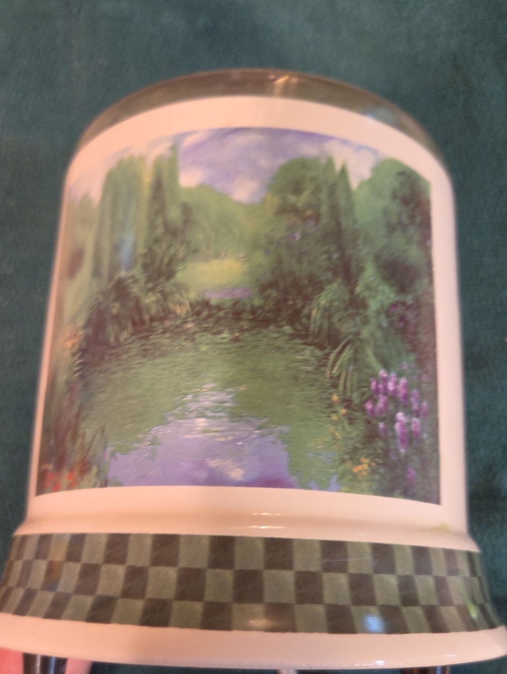 Scenic Floral Ceramic Candle Warmer in Green and Purple